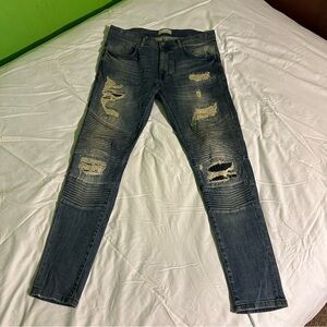 Distressed Blue Denim Jeans for Men
